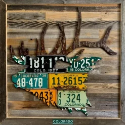 Antique Colorado Elk License Plate Art - Your Premium Fishing Gear Store Rods Lines Baits Accessories^ Fashion