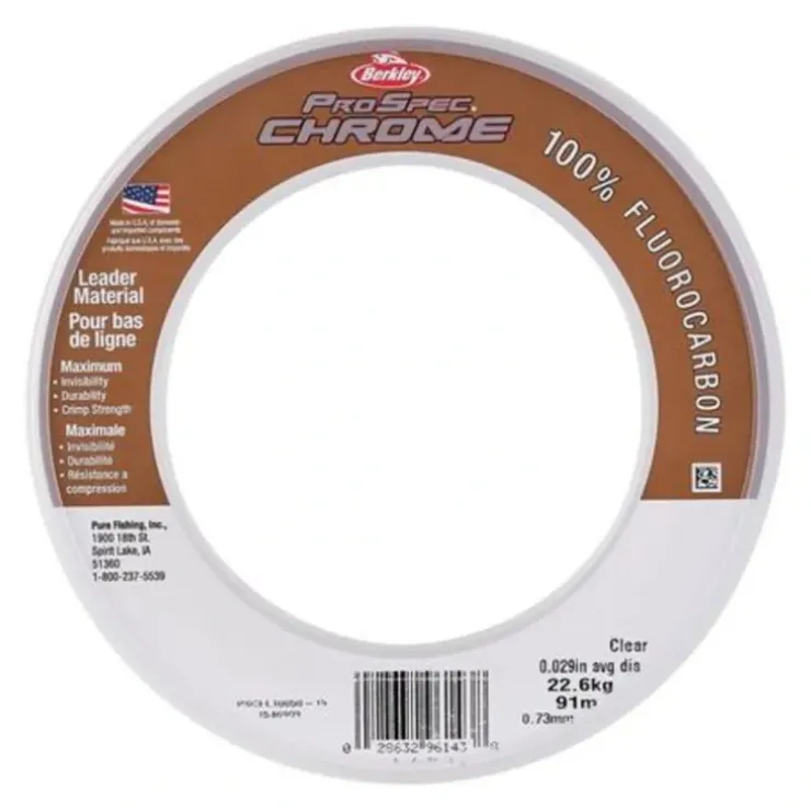 Berkley ProSpec Chrome 100% Fluoro Leader, 80lb, 25yd, Clear - Your Premium Fishing Gear Store Rods Lines Baits Accessories^ Store