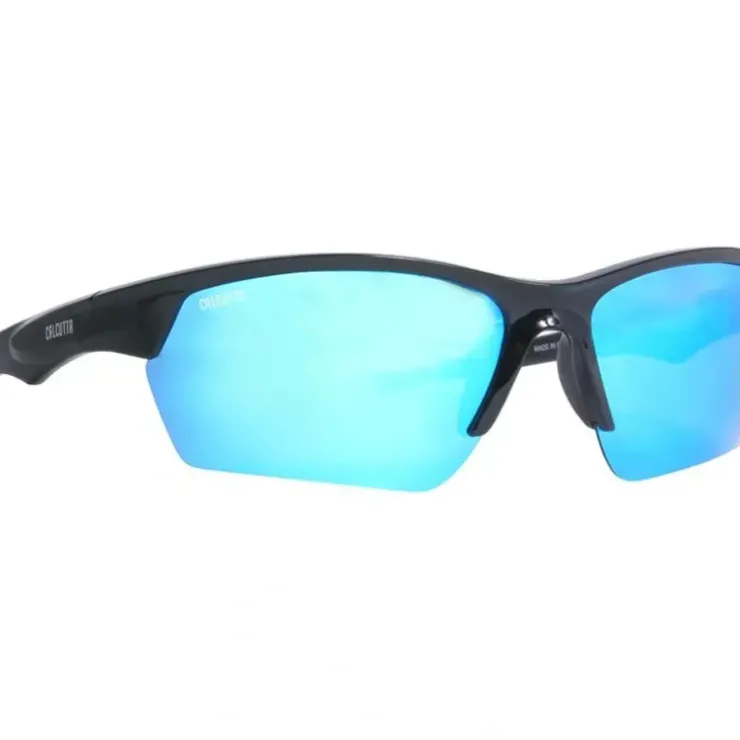 Calcutta First Strike Polarized Sunglasses Shiny Black Frame/Blue Mirror Lens - Your Premium Fishing Gear Store Rods Lines Baits Accessories^ Best Sale