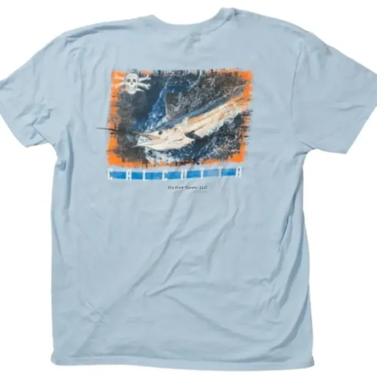 Calcutta T-Shirt Marlin Release Light Blue Short Sleeve, No Pocket - Your Premium Fishing Gear Store Rods Lines Baits Accessories^ Best Sale