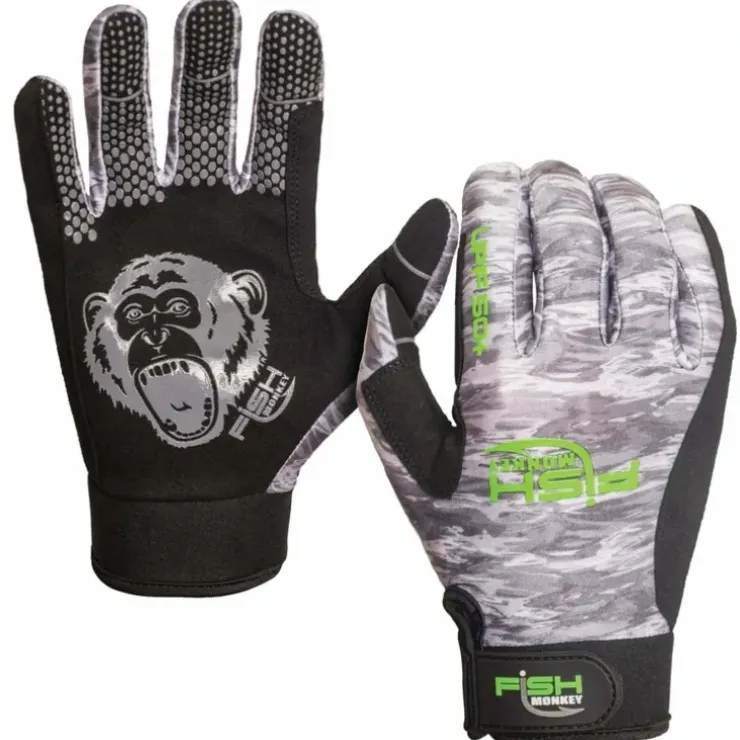 Fish Monkey Free Style Custom Fit Glove Grey Water Camo Large - Your Premium Fishing Gear Store Rods Lines Baits Accessories^ Clearance