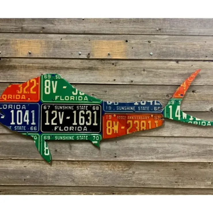 Florida Antique Mahi-Mahi License Plate Art - Your Premium Fishing Gear Store Rods Lines Baits Accessories^ Best Sale