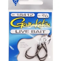 Gamakatsu Live Bait Hook, Needle Point, Ringed Eye NS Black - Your Premium Fishing Gear Store Rods Lines Baits Accessories^ Clearance