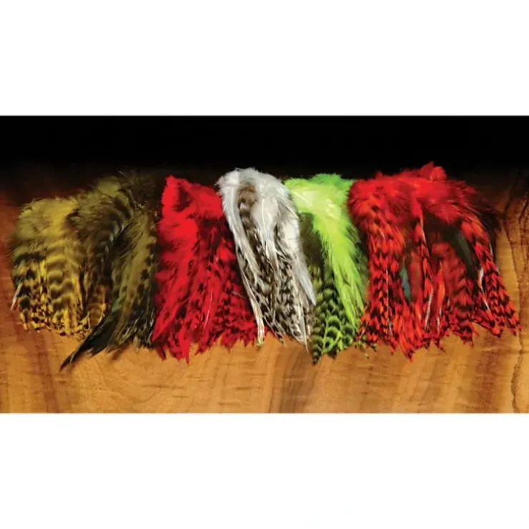 Hareline Strung Saddle Hackle - Grizzly Variant - Your Premium Fishing Gear Store Rods Lines Baits Accessories^ Best