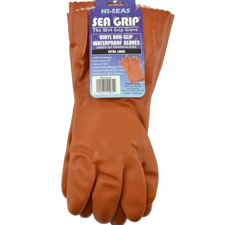 Hi-Seas Sea Grip Vinyl Waterproof Fishing Glove, Large Size, Orange HG-66-LG - Your Premium Fishing Gear Store Rods Lines Baits Accessories^ Shop