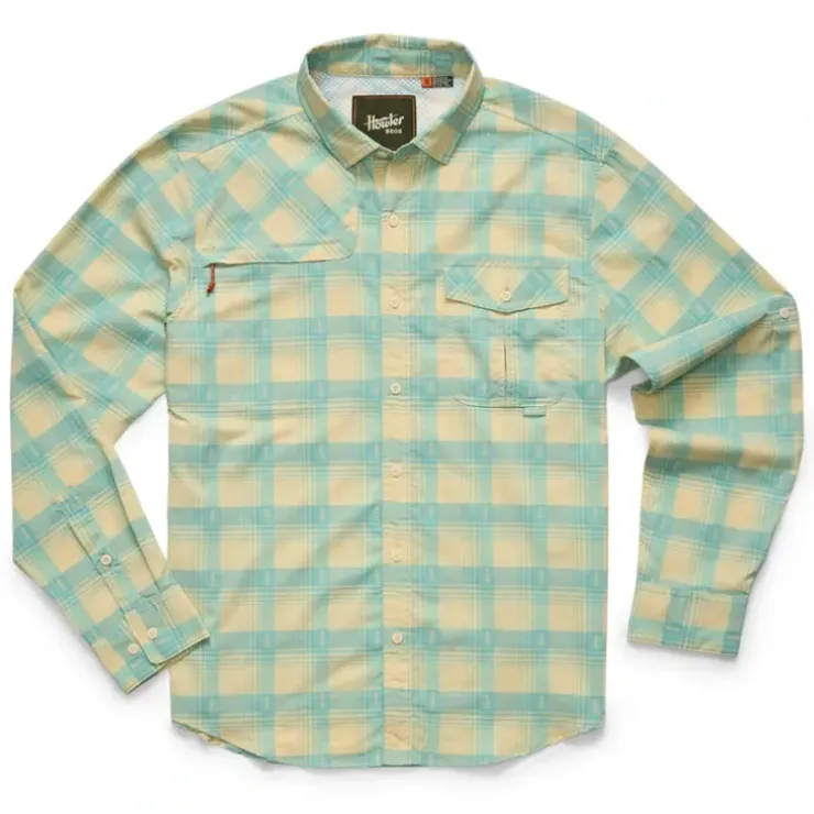 Howler Bros Matagorda Longsleeve Sheldon Dobby Plaid : Parchment - Your Premium Fishing Gear Store Rods Lines Baits Accessories^ Clearance
