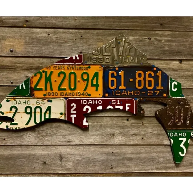 Idaho Antique Trout License Plate Art - Your Premium Fishing Gear Store Rods Lines Baits Accessories^ Store