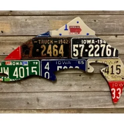 Iowa Antique Trout License Plate Art - Your Premium Fishing Gear Store Rods Lines Baits Accessories^ Clearance