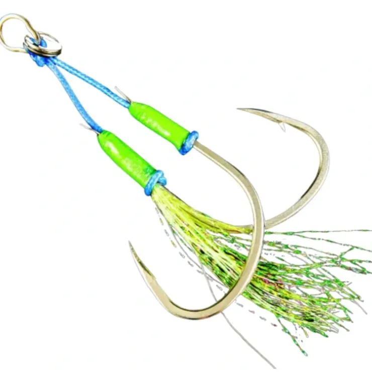Jigging World Angel Twin Assist Hooks, Size 2/0, 150lb Test - Your Premium Fishing Gear Store Rods Lines Baits Accessories^ Shop