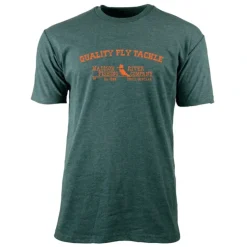Logo Quality Fly Tackle Sueded S/S T-Shirt Heather Forest w/Orange Logo - Your Premium Fishing Gear Store Rods Lines Baits Accessories^ New