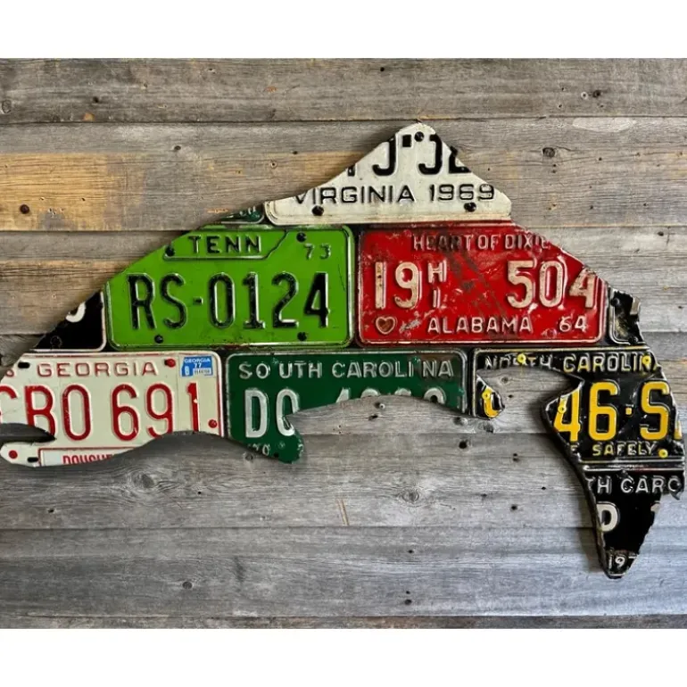 Mixed Southeast Antique Trout License Plate Art - Your Premium Fishing Gear Store Rods Lines Baits Accessories* Shop All