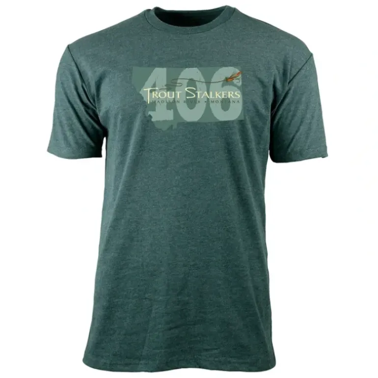MTS Logo 406 Montana S/S T-Shirt Heather Forest - Your Premium Fishing Gear Store Rods Lines Baits Accessories* Shop All