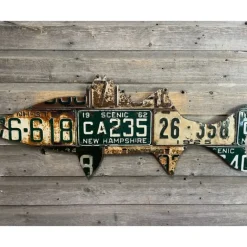 New Hampshire Striped Bass Antique License Plate Art - Your Premium Fishing Gear Store Rods Lines Baits Accessories* Shop All