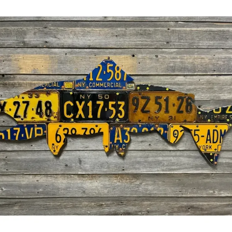 50" New York Vintage Brown Trout License Plate Art - Your Premium Fishing Gear Store Rods Lines Baits Accessories^ Store