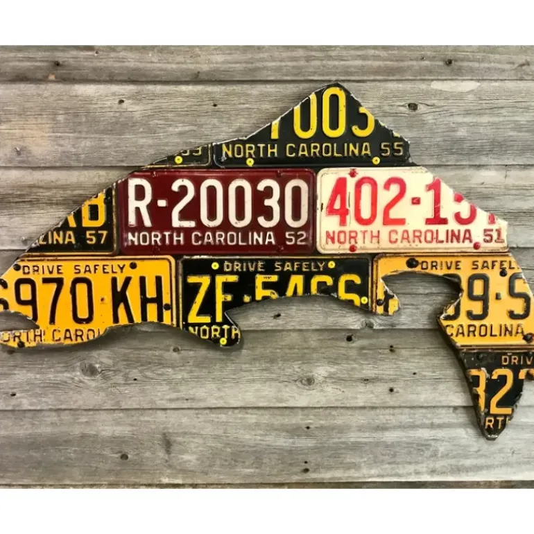 North Carolina Antique Trout License Plate Art - Your Premium Fishing Gear Store Rods Lines Baits Accessories* Shop All