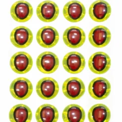 Oval Pupil 3D Eyes - Chartreuse/Red - Your Premium Fishing Gear Store Rods Lines Baits Accessories* Fly Fishing