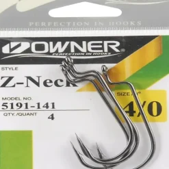 Owner 5191-141 Sz 4/0 All Purpose Worm Black Chrome Hooks 4 per Pack - Your Premium Fishing Gear Store Rods Lines Baits Accessories* Shop All