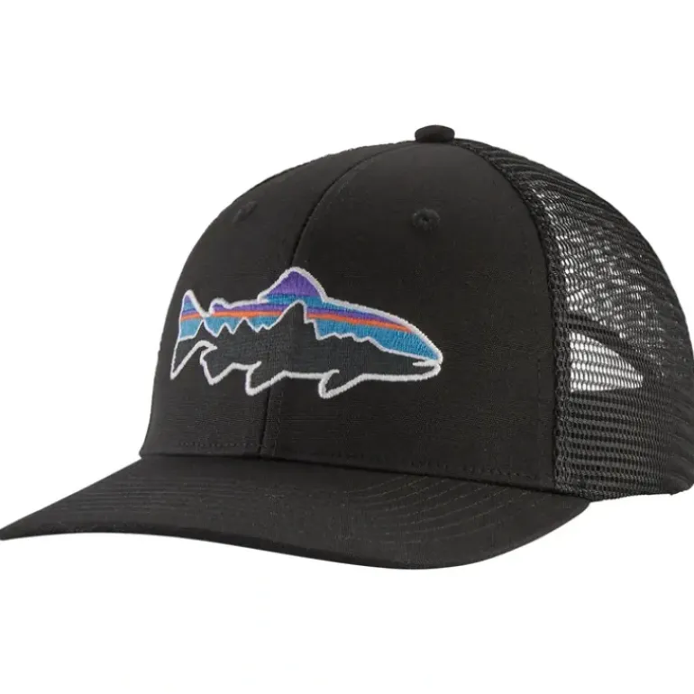 Patagonia Fitz Roy Trout Trucker Hat Black - Your Premium Fishing Gear Store Rods Lines Baits Accessories* Shop All