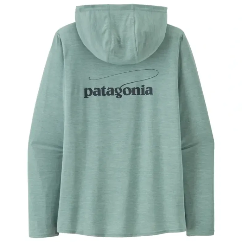 Patagonia Womens Cap Cool Daily Graphic Hoody Casting Logo: Thermal Blue X-Dye - Your Premium Fishing Gear Store Rods Lines Baits Accessories* Shop All