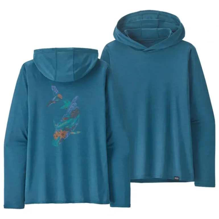 Patagonia Womens Cap Cool Daily Graphic Hoody Sandflat Bonefish: Wavy Blue X-Dye - Your Premium Fishing Gear Store Rods Lines Baits Accessories* Shop All