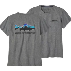 Patagonia Womens Home Water Pocket Responsibili-Tee - Gravel Heather - Your Premium Fishing Gear Store Rods Lines Baits Accessories* Shop All