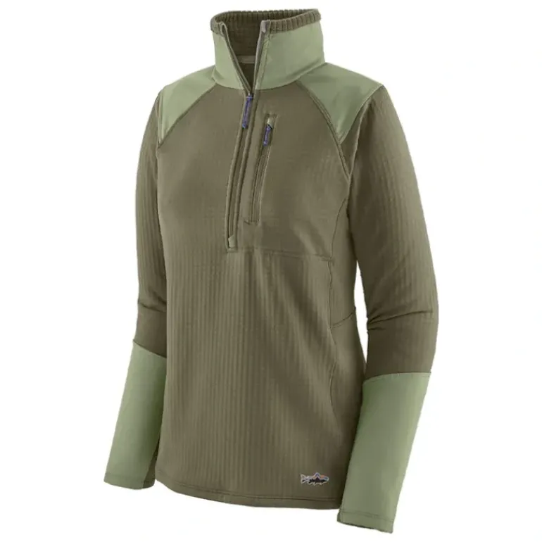 Patagonia Women's L/S R1 Fitz Roy Trout 1/4 Zip Garden Green - Your Premium Fishing Gear Store Rods Lines Baits Accessories* Shop All
