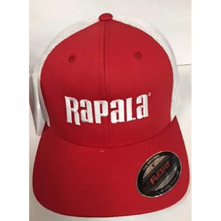 Rapala Lure Flex Fit Cap Red/White Mesh, Center Logo - Your Premium Fishing Gear Store Rods Lines Baits Accessories* Shop All