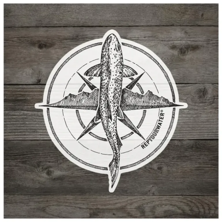 Rep Your Water Brown Trout Compass Sticker - Your Premium Fishing Gear Store Rods Lines Baits Accessories* Shop All