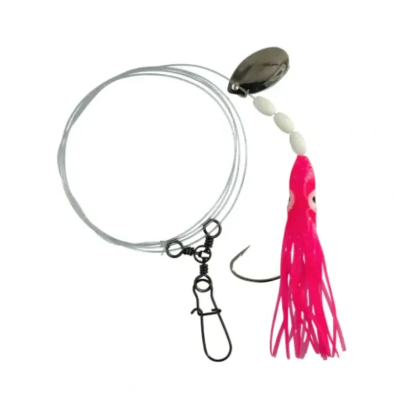 Sea Striker Fluke Squid Rig, 2/0 Wide Gap Hook, 3-Way & Snap Pink - Your Premium Fishing Gear Store Rods Lines Baits Accessories* Shop All
