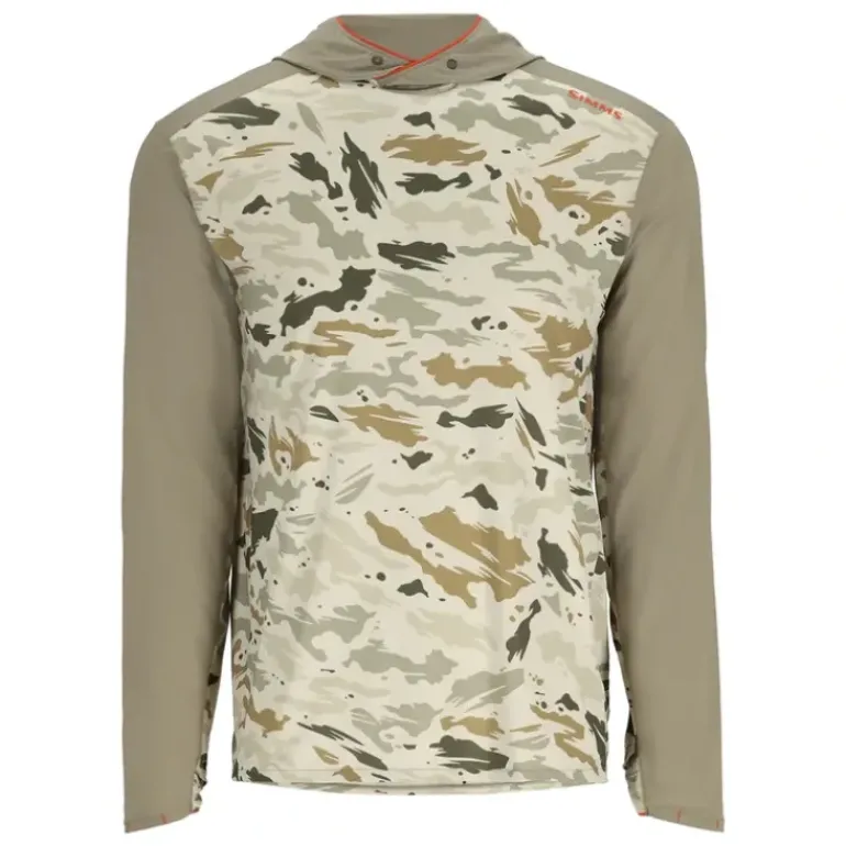 Simms Bugstopper SolarFlex Hoody Ghost Camo Stone/Stone - Your Premium Fishing Gear Store Rods Lines Baits Accessories* Shop All