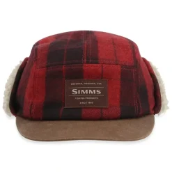 Simms Coldweather Cap Red Buffalo Plaid - Your Premium Fishing Gear Store Rods Lines Baits Accessories* Shop All