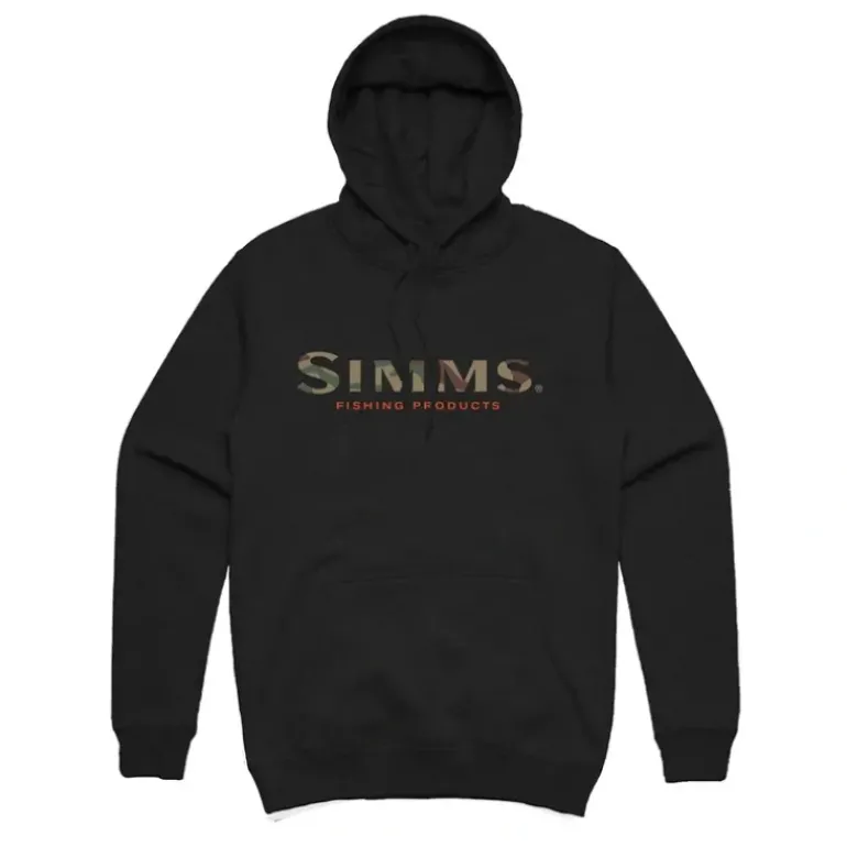Simms Logo Hoody - Black - Your Premium Fishing Gear Store Rods Lines Baits Accessories* Shop All