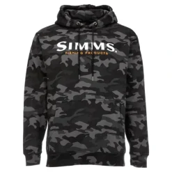 Simms Logo Hoody Woodland Camo Carbon - Your Premium Fishing Gear Store Rods Lines Baits Accessories* Shop All