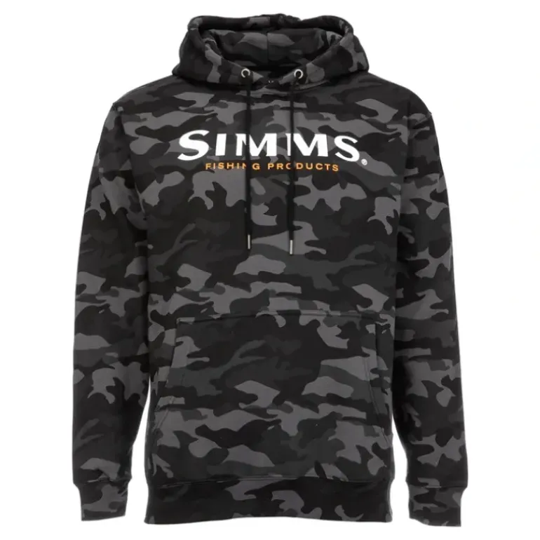Simms Logo Hoody Woodland Camo Carbon - Your Premium Fishing Gear Store Rods Lines Baits Accessories* Shop All