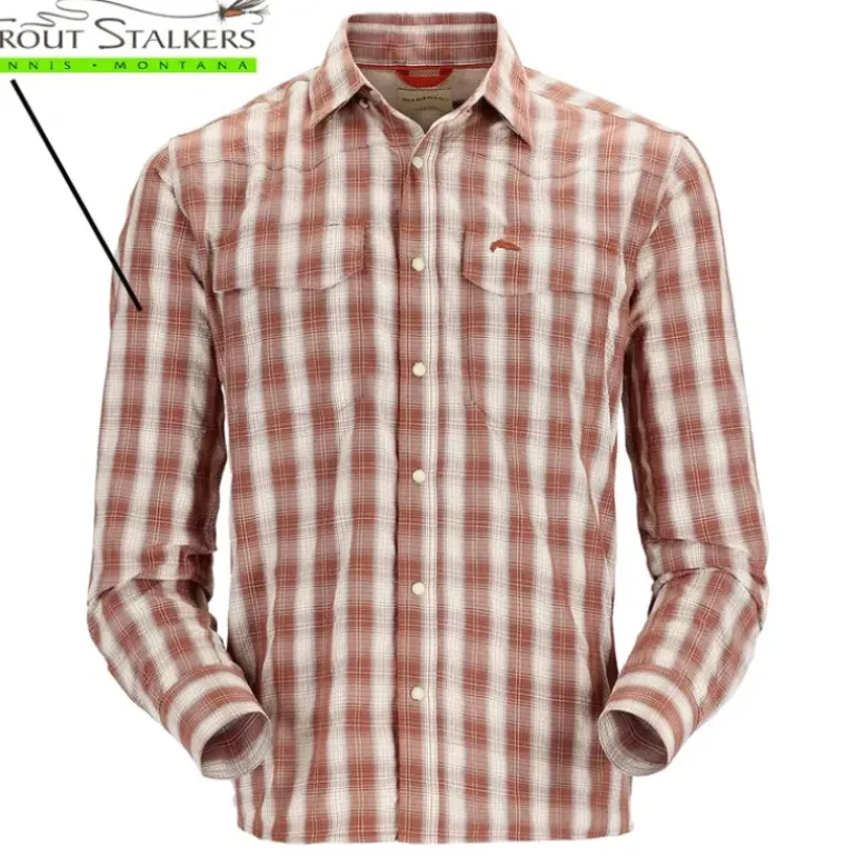 Simms MTS Logo Big Sky LS Shirt Clay/Hickory Plaid Small - Your Premium Fishing Gear Store Rods Lines Baits Accessories* Shop All