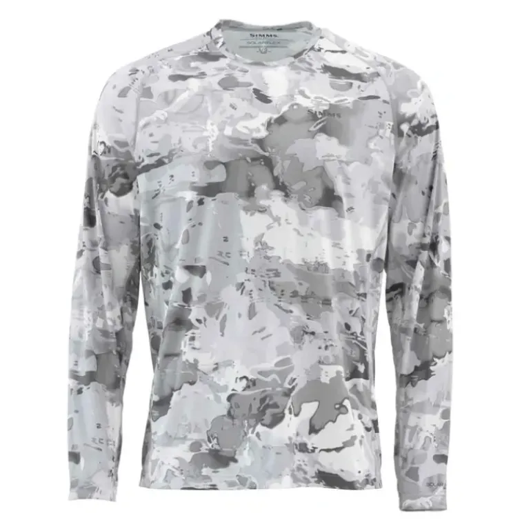Simms Solarflex Crewneck Shirt - Cloud Camo - Your Premium Fishing Gear Store Rods Lines Baits Accessories* Shop All