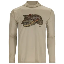 Simms Tech Hoody - Artist Series Stone/Brown Trout - Your Premium Fishing Gear Store Rods Lines Baits Accessories* Shop All