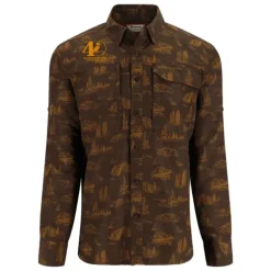 Simms 40th Logo Guide Shirt Hickory Mayfly Print - Your Premium Fishing Gear Store Rods Lines Baits Accessories* Fishing Line