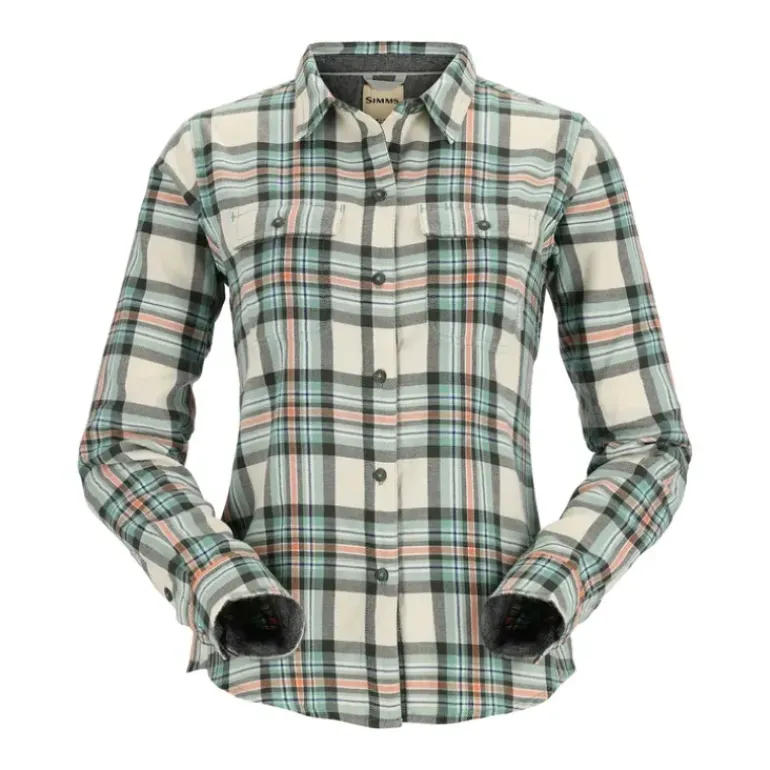 Simms Womens Santee Flannel Shirt Seafoam Camp Plaid - Your Premium Fishing Gear Store Rods Lines Baits Accessories* Shop All
