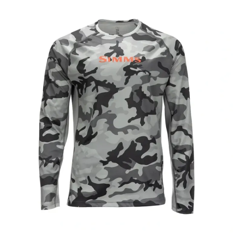 Simms SolarVent Crew - Woodland Camo Steel - Your Premium Fishing Gear Store Rods Lines Baits Accessories* Shop All