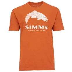 Simms Wood Trout Fill T-Shirt Adobe Heather - Your Premium Fishing Gear Store Rods Lines Baits Accessories* Shop All