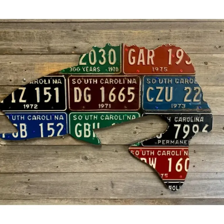 South Carolina Vintage Largemouth Bass License Plate Art - Your Premium Fishing Gear Store Rods Lines Baits Accessories* Shop All