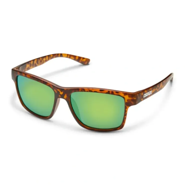Suncloud A-Team Sunglasses Matte Tortoise Polarized Green Mirror - Your Premium Fishing Gear Store Rods Lines Baits Accessories* Shop All