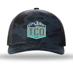 TCO Fly Shop Hat Crest Logo - Printed 5 Panel Trucker Camo - Your Premium Fishing Gear Store Rods Lines Baits Accessories^ Sale