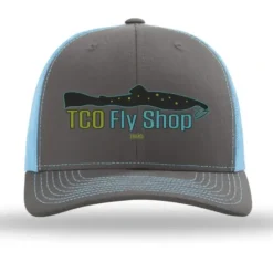 TCO Fly Shop Hat Trucker - Charcoal/Columbia Blue - Your Premium Fishing Gear Store Rods Lines Baits Accessories^ Shop