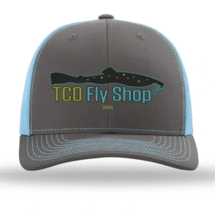 TCO Fly Shop Hat Trucker - Charcoal/Columbia Blue - Your Premium Fishing Gear Store Rods Lines Baits Accessories^ Shop