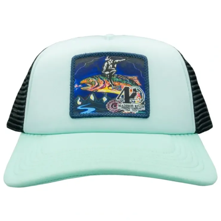 40th Logo Laguna Trucker Hat Mint w/ Trout Rodeo Logo - Your Premium Fishing Gear Store Rods Lines Baits Accessories^ Cheap