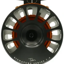 Tibor Signature Series Reel 7-8 Custom Frost Black with Orange Hub - Your Premium Fishing Gear Store Rods Lines Baits Accessories^ Clearance