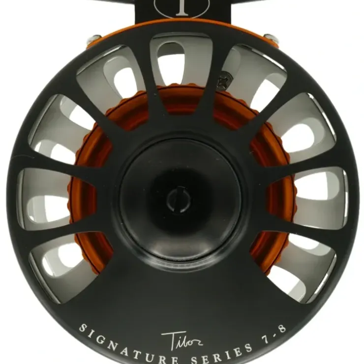Tibor Signature Series Reel 7-8 Custom Frost Black with Orange Hub - Your Premium Fishing Gear Store Rods Lines Baits Accessories^ Clearance